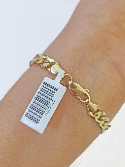 10k Gold St Lazaro Miami Cuban Bracelet Size 8" Inches 7mm 10kt Mens Ladies - Reva Jeweler