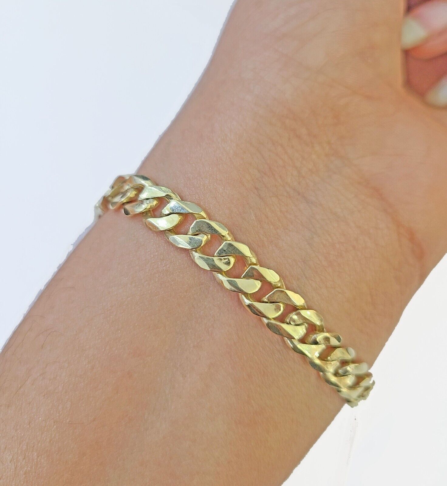 10k Gold St Lazaro Miami Cuban Bracelet Size 8" Inches 7mm 10kt Mens Ladies - Reva Jeweler