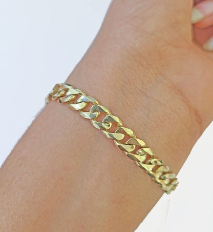10k Gold St Lazaro Miami Cuban Bracelet Size 8" Inches 7mm 10kt Mens Ladies - Reva Jeweler