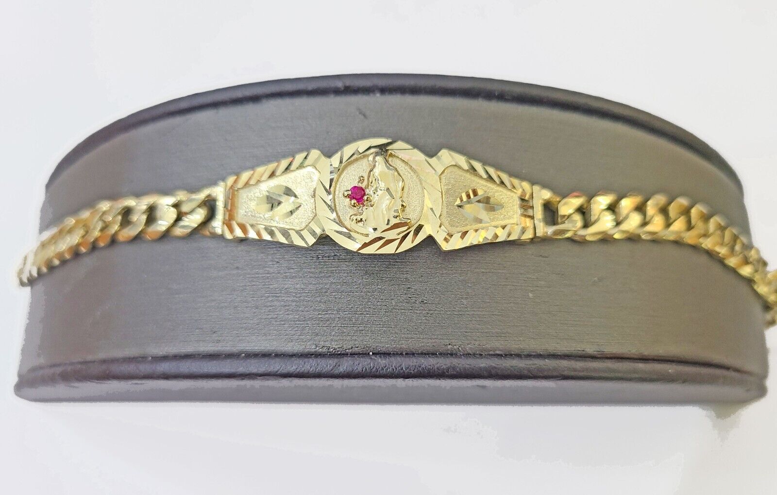 10k Gold St Lazaro Miami Cuban Bracelet Size 8" Inches 7mm 10kt Mens Ladies - Reva Jeweler