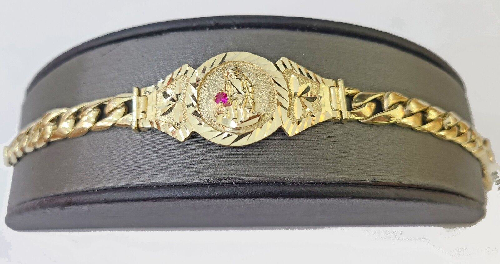 10k Gold St Lazaro Miami Cuban Bracelet Size 8" Inches 8mm 10kt Mens Ladies - Reva Jeweler