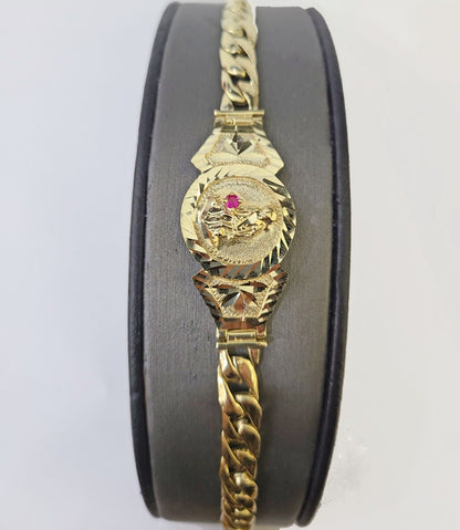 10k Gold St Lazaro Miami Cuban Bracelet Size 8" Inches 8mm 10kt Mens Ladies - Reva Jeweler