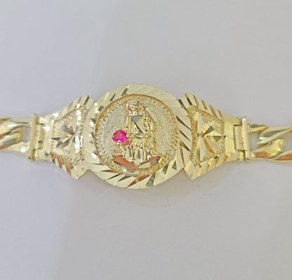 10k Gold St Lazaro Miami Cuban Bracelet Size 8" Inches 8mm 10kt Mens Ladies - Reva Jeweler