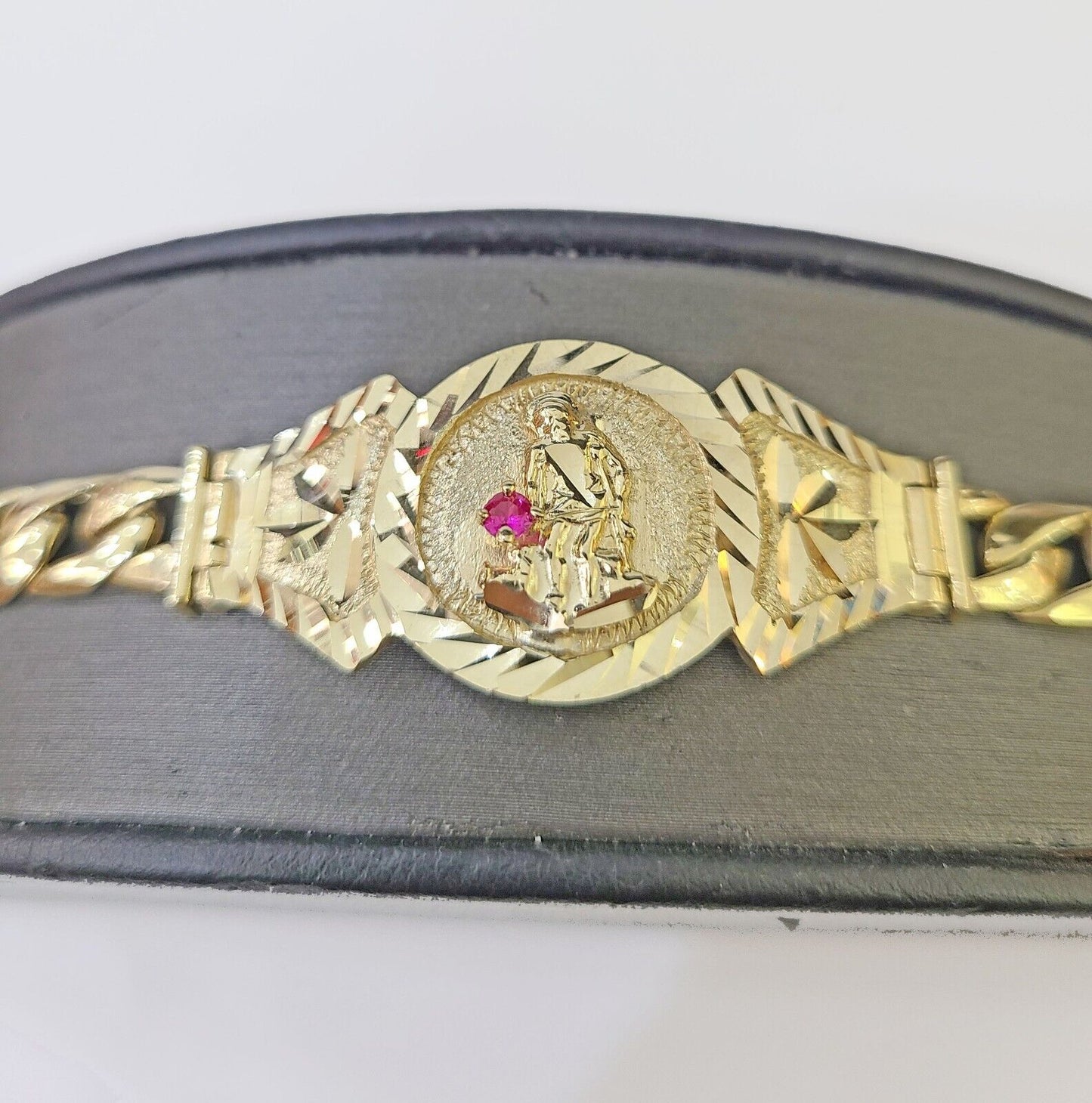 10k Gold St Lazaro Miami Cuban Bracelet Size 8" Inches 8mm 10kt Mens Ladies - Reva Jeweler