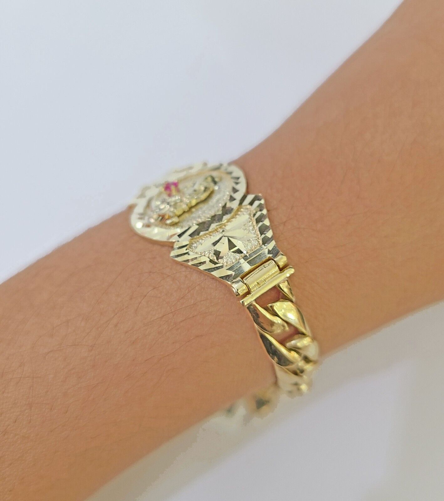 10k Gold St Lazaro Miami Cuban Bracelet Size 8" Inches 8mm 10kt Mens Ladies - Reva Jeweler