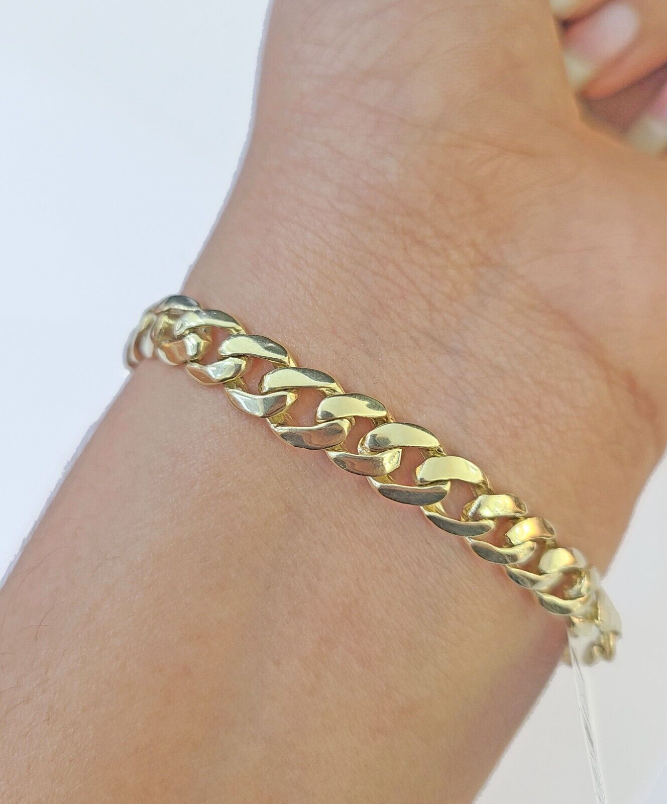 10k Gold Virgin Mary Miami Cuban Bracelet Size 8" Inches 7mm 10kt Mens Ladies - Reva Jeweler