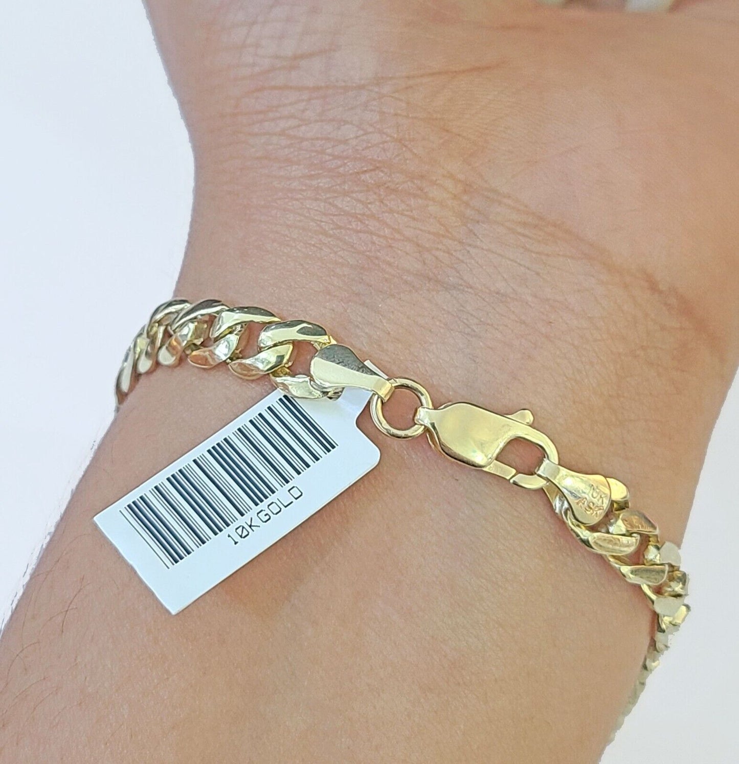 10k Gold Virgin Mary Miami Cuban Bracelet Size 8" Inches 7mm 10kt Mens Ladies - Reva Jeweler