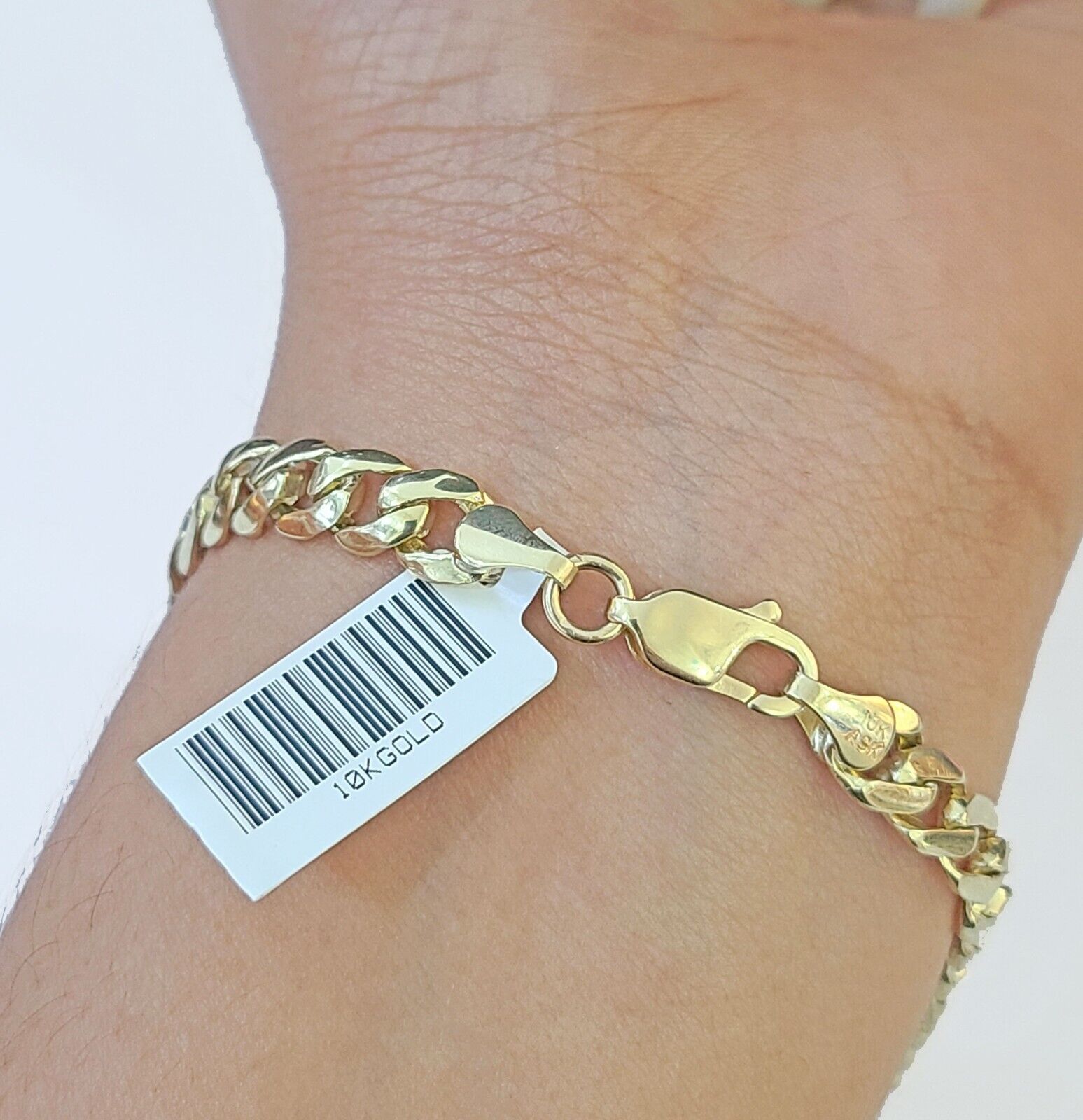 10k Gold Virgin Mary Miami Cuban Bracelet Size 8" Inches 7mm 10kt Mens Ladies - Reva Jeweler