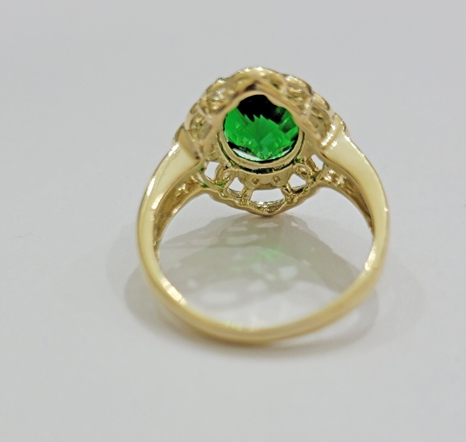 10k Gold Women Ring Green Color Stone Ladies Band REAL 10KT Size 6.5/7 New - Reva Jeweler
