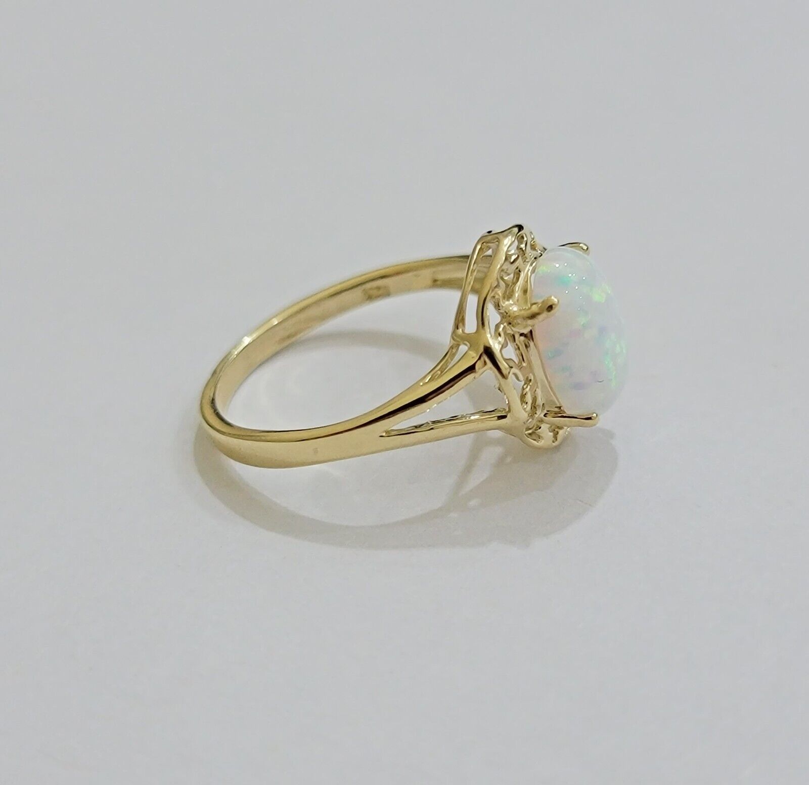 10k Gold Women Ring Opal Color Stone Ladies Band REAL 10KT Sizable Brand New - Reva Jeweler