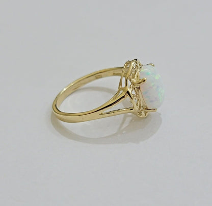 10k Gold Women Ring Opal Color Stone Ladies Band REAL 10KT Sizable Brand New - Reva Jeweler