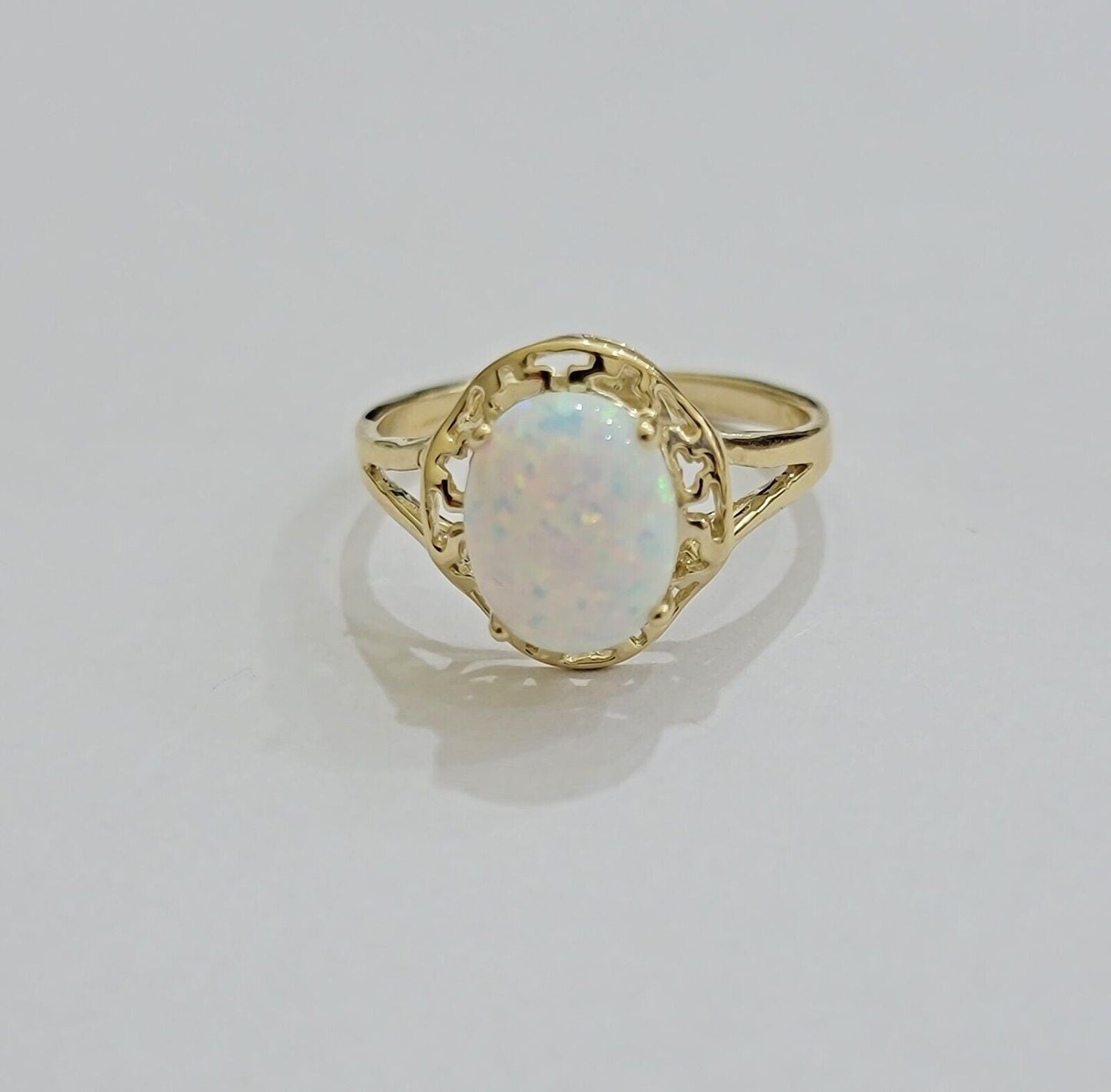 10k Gold Women Ring Opal Color Stone Ladies Band REAL 10KT Sizable Brand New - Reva Jeweler