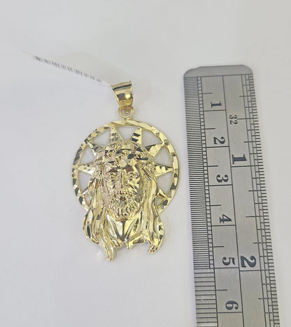 10k Jesus Christ Pendant Rope Chain 5mm 18" - 26" SET Necklace Charm - GoldenlinQ