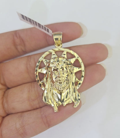 10k Jesus Christ Pendant Rope Chain 5mm 18" - 26" SET Necklace Charm - GoldenlinQ