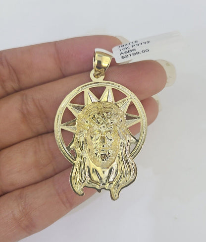 10k Jesus Christ Pendant Rope Chain 5mm 18" - 26" SET Necklace Charm - GoldenlinQ