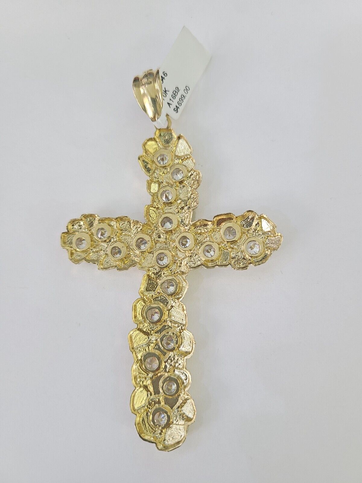 10K Jesus Cross Charm Pendant Nugget Religious Yellow Gold Real 10kt - GoldenlinQ