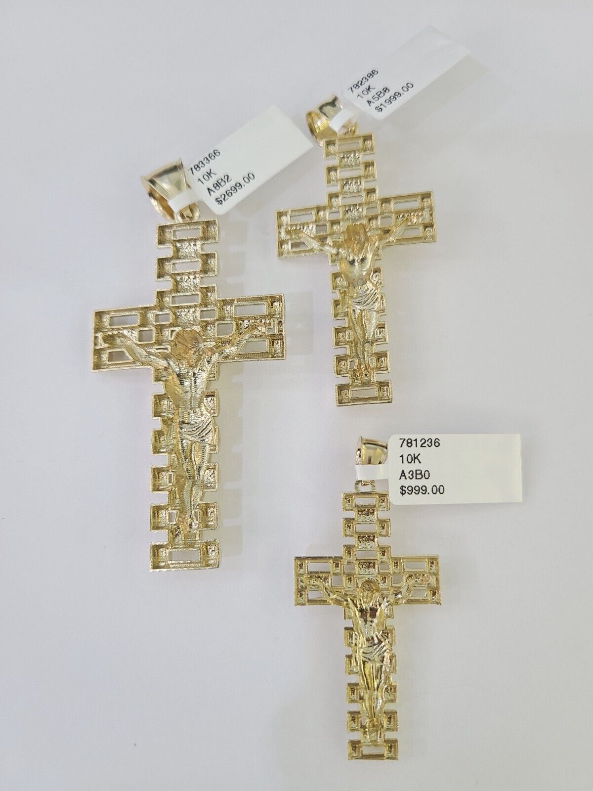 10k Jesus Cross Crucifix Charm Pendant Yellow Gold Men Women 3" 2.25" 2" Real - GoldenlinQ