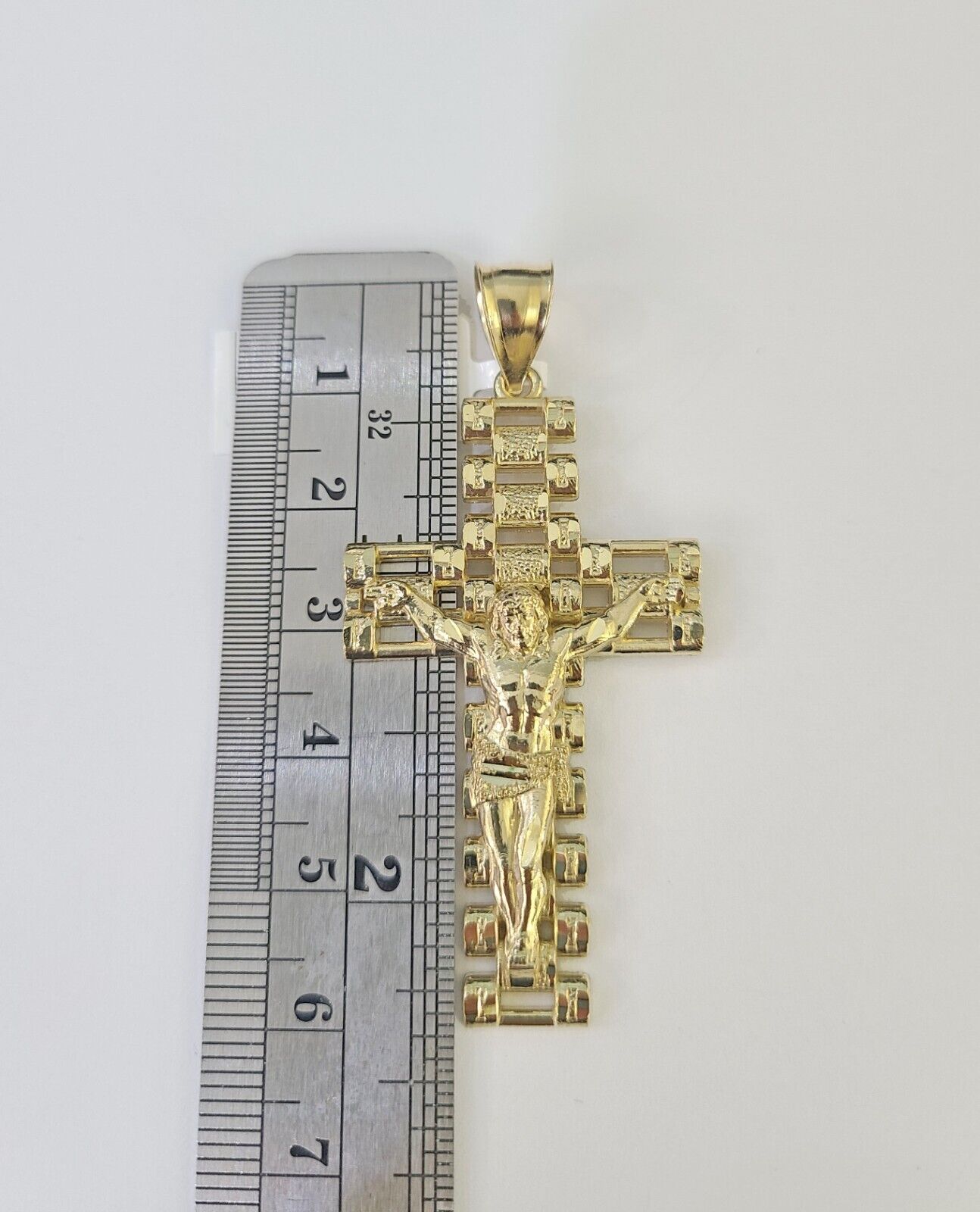 10k Jesus Cross Crucifix Charm Pendant Yellow Gold Men Women 3" 2.25" 2" Real - GoldenlinQ