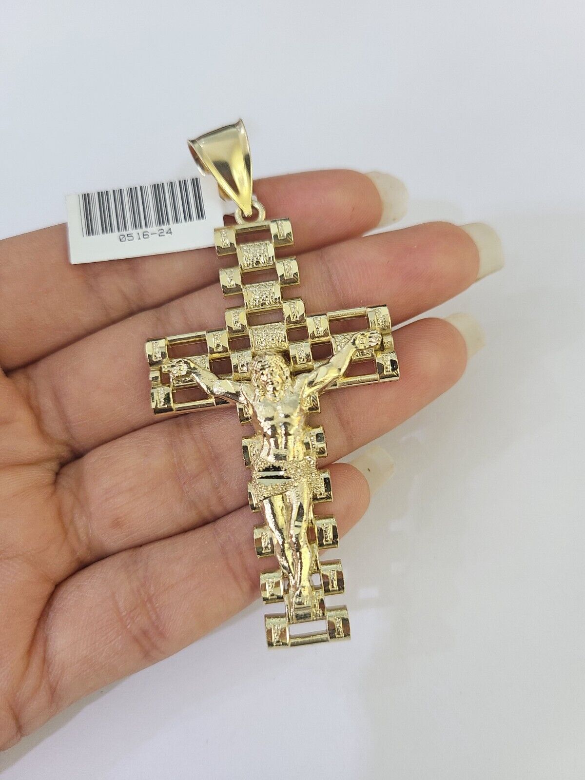 10k Jesus Cross Crucifix Charm Pendant Yellow Gold Men Women 3" 2.25" 2" Real - GoldenlinQ