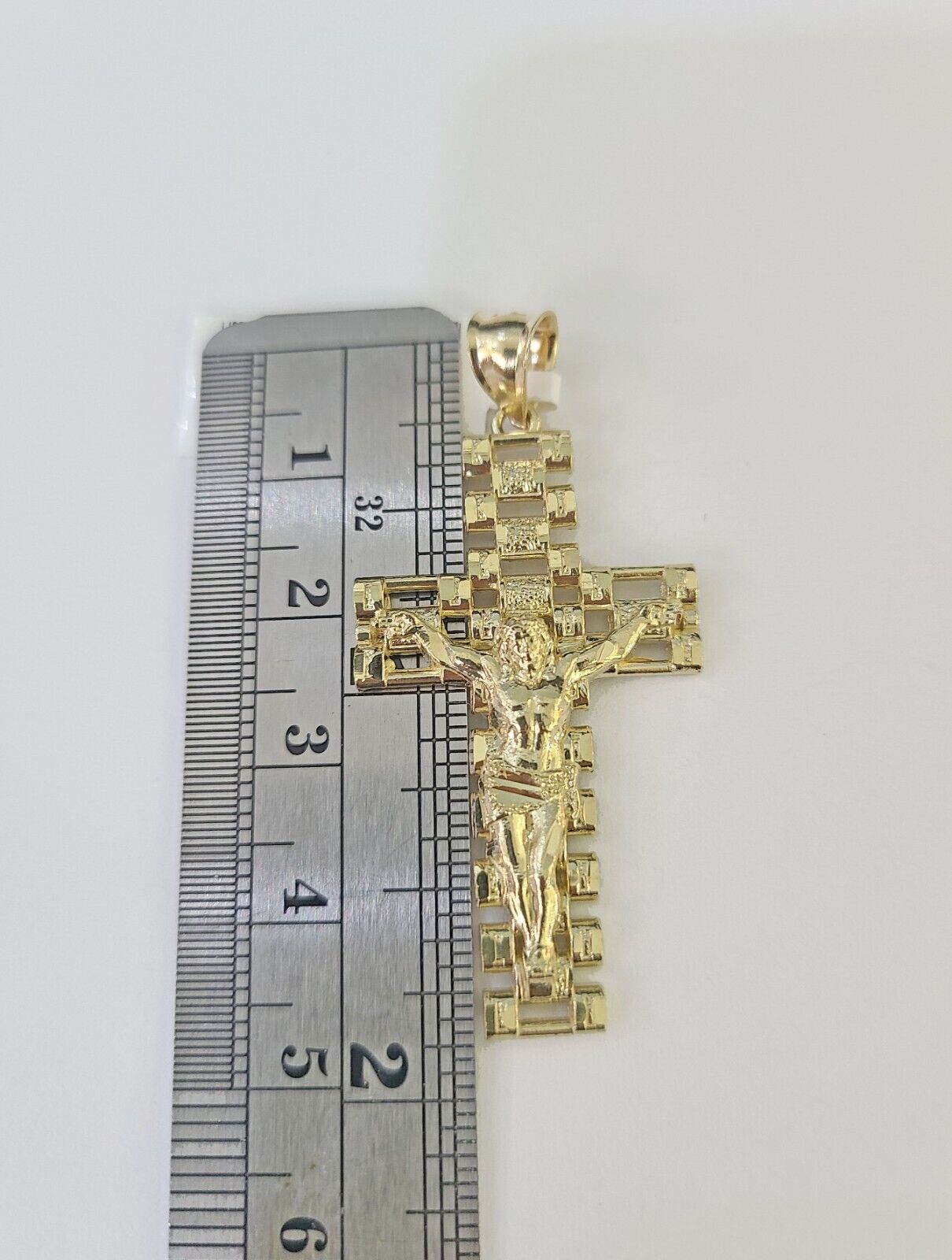 10k Jesus Cross Crucifix Charm Pendant Yellow Gold Men Women 3" 2.25" 2" Real - GoldenlinQ