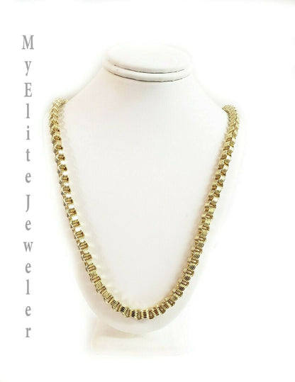 10K Ladies Men's Byzantine Chain Necklace Yellow Gold 5 mm 22 Inch Lobster Lock - Reva Jeweler