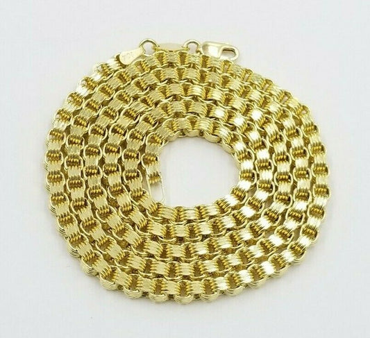 10K Ladies Men's Byzantine Chain Necklace Yellow Gold 5 mm 22 Inch Lobster Lock - Reva Jeweler
