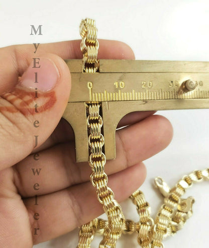 10K Ladies Men's Byzantine Chain Necklace Yellow Gold 5 mm 22 Inch Lobster Lock - Reva Jeweler
