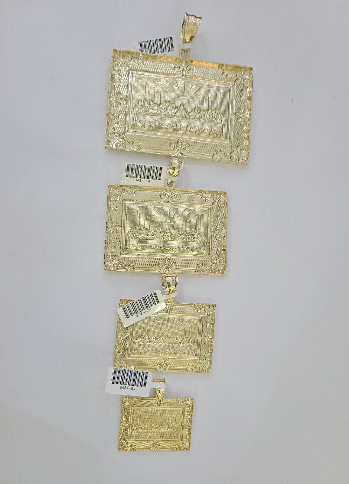 10k Last Supper Charm Pendant Yellow Gold Mens Womens 3" 2.5" 2" 1.5" - GoldenlinQ