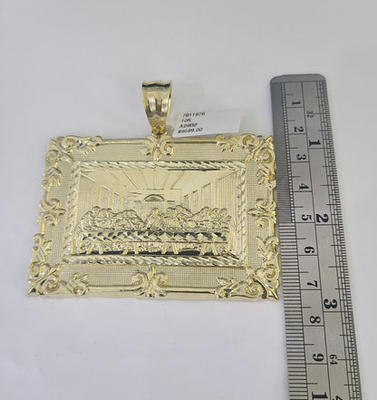 10k Last Supper Charm Pendant Yellow Gold Mens Womens 3" 2.5" 2" 1.5" - GoldenlinQ