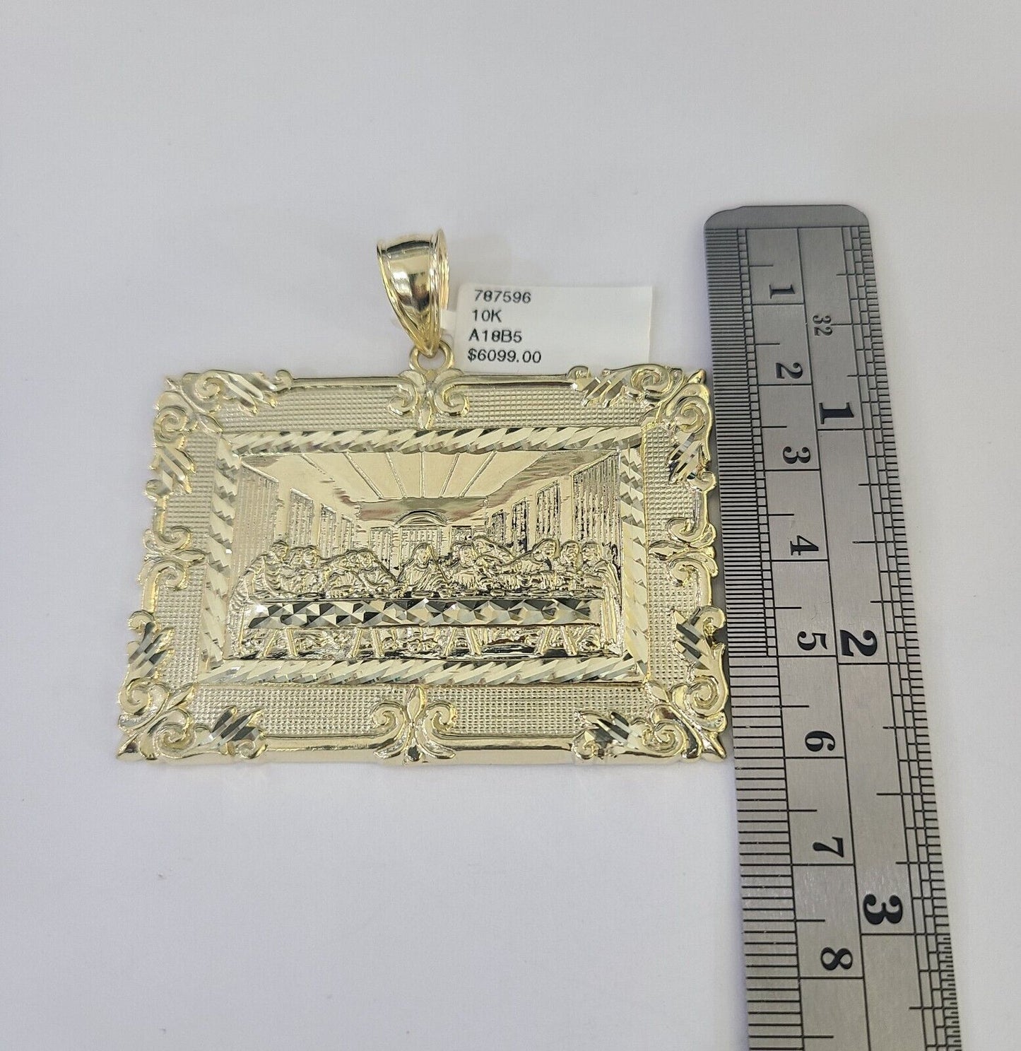 10k Last Supper Charm Pendant Yellow Gold Mens Womens 3" 2.5" 2" 1.5" - GoldenlinQ