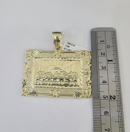 10k Last Supper Charm Pendant Yellow Gold Mens Womens 3" 2.5" 2" 1.5" - GoldenlinQ
