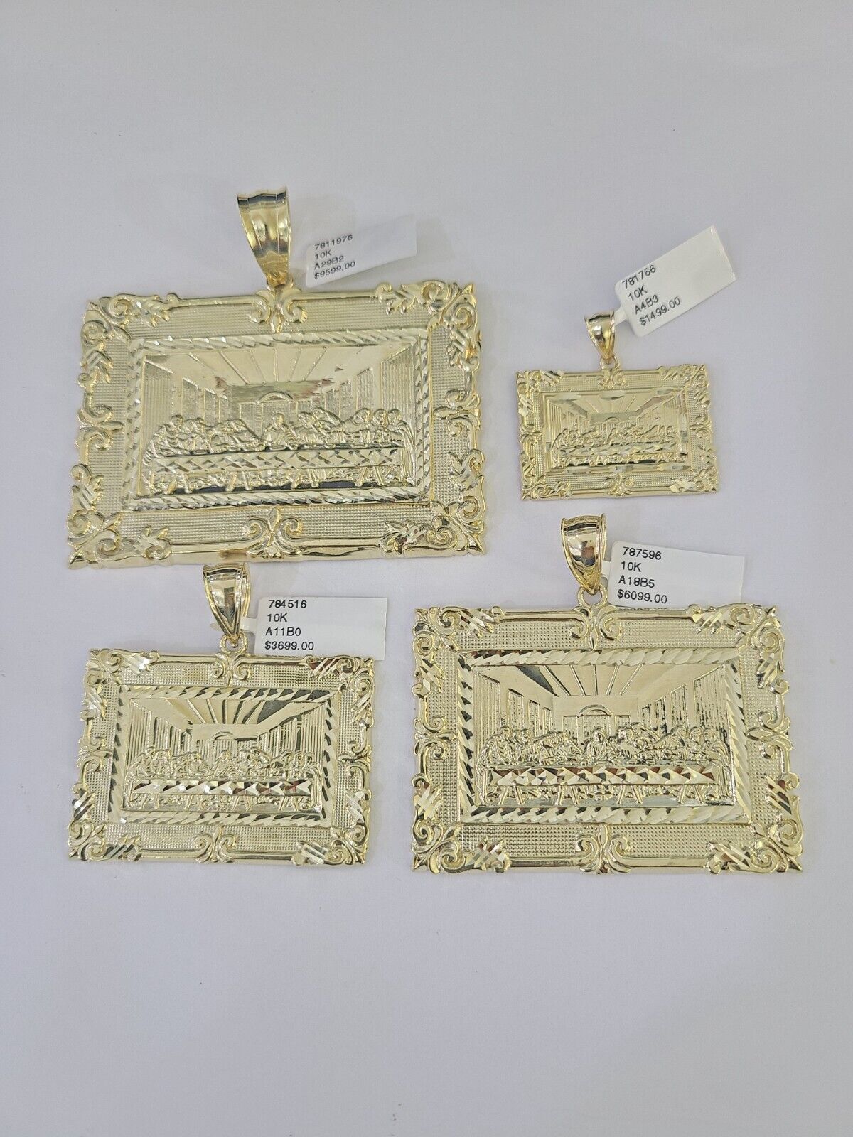 10k Last Supper Charm Pendant Yellow Gold Mens Womens 3" 2.5" 2" 1.5" - GoldenlinQ