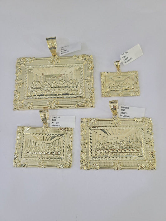 10k Last Supper Charm Pendant Yellow Gold Mens Womens 3" 2.5" 2" 1.5" - GoldenlinQ
