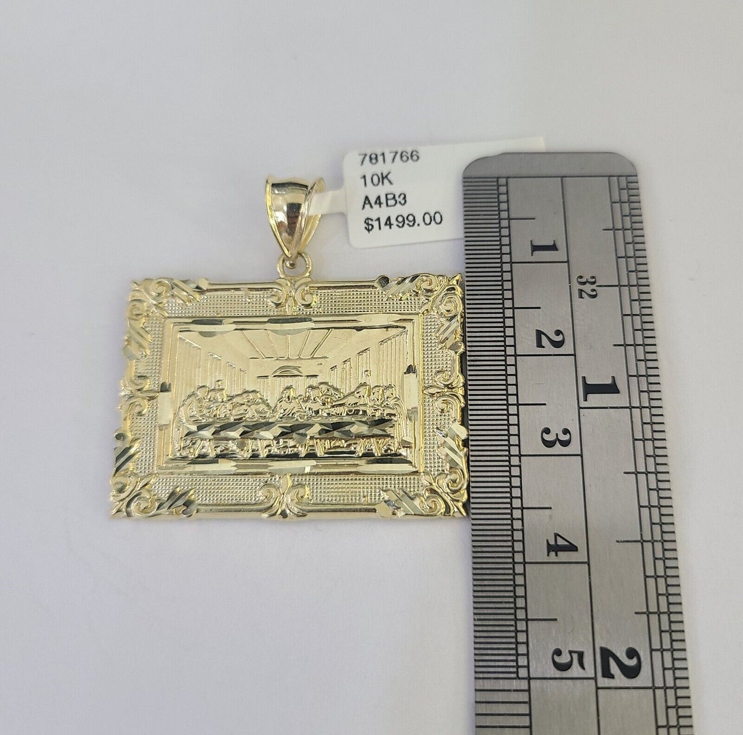 10k Last Supper Charm Pendant Yellow Gold Mens Womens 3" 2.5" 2" 1.5" - GoldenlinQ