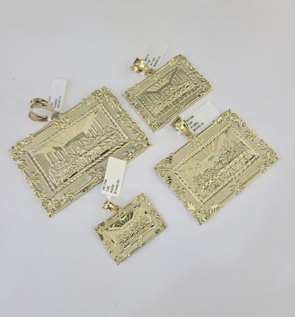 10k Last Supper Charm Pendant Yellow Gold Mens Womens 3" 2.5" 2" 1.5" - GoldenlinQ