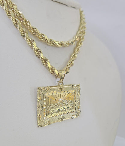 10k Last Supper Pendant Rope Chain 5mm 18" - 26" SET Necklace Charm - GoldenlinQ