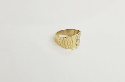 10k Men Yellow Gold prying hand Ring Sizable casual Square 10kt - Reva Jeweler