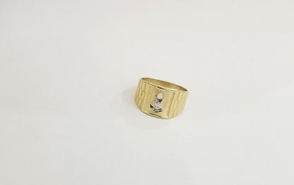 10k Men Yellow Gold prying hand Ring Sizable casual Square 10kt - Reva Jeweler
