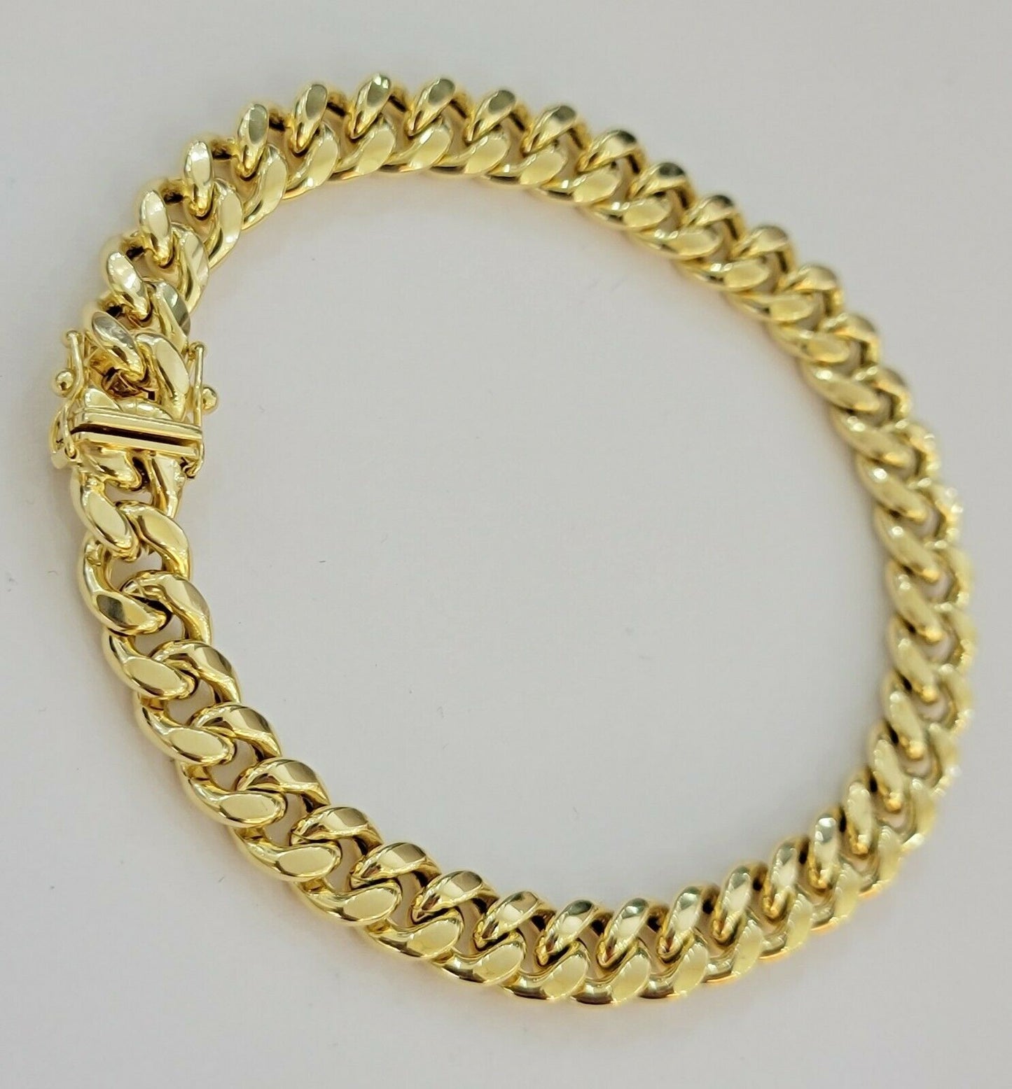 10K Men's Yellow Gold Miami Cuban Bracelet 8.5 Inches 9mm long Box Lock - Reva Jeweler