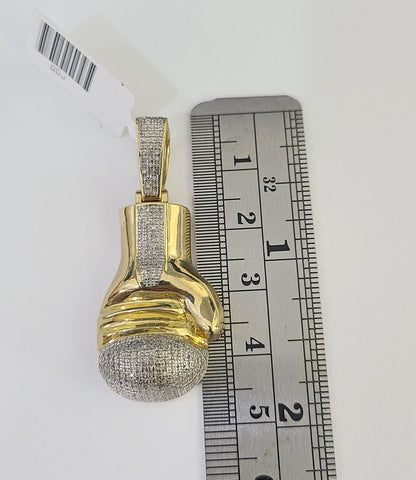 10k Miami Cuban Chain Boxing Glove Charm Set 4.5mm 20" - 28" Necklace Pendant Gold - GoldenlinQ