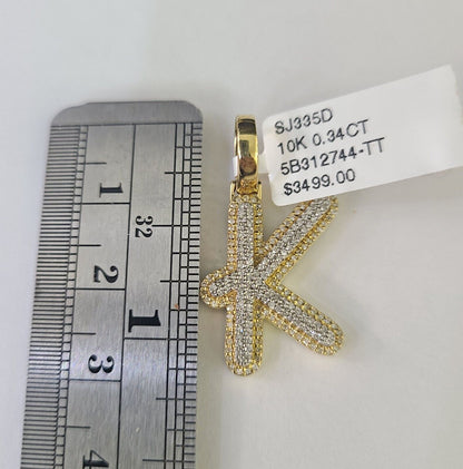 10k Miami Cuban Chain K Diamond Charm Set 4mm 18 - 26"Yellow Gold Necklace Pendant - GoldenlinQ