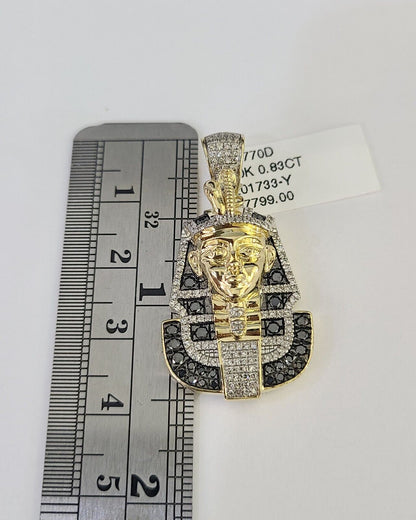 10k Miami Cuban Chain Pharaoh Charm Set 4.5mm 20" - 28" Necklace Pendant Gold - GoldenlinQ