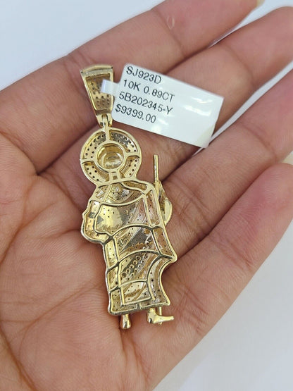 10k Miami Cuban Chain Saint Jude Charm Diamond Set 4.5mm 20" - 28" Necklace Gold - GoldenlinQ
