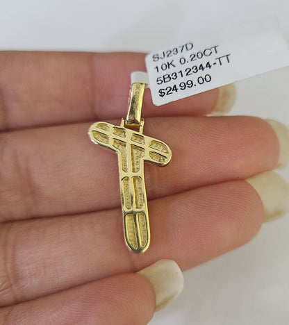 10k Miami Cuban Chain T Diamond Charm Set 4mm 18 - 26"Yellow Gold Necklace Pendant - GoldenlinQ