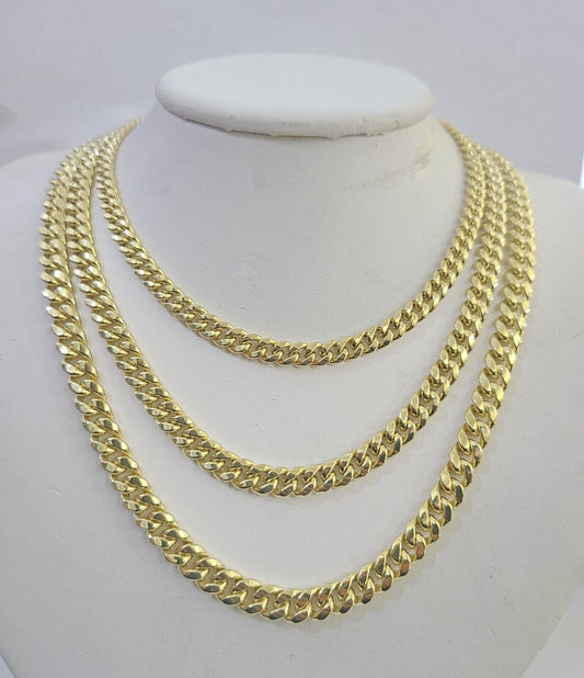 10k Miami Cuban Chain Yellow Gold Necklace 6mm - 8mm 20 - 30 Inches Real Men Women - GoldenlinQ