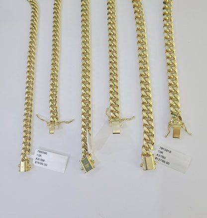 10k Miami Cuban Chain Yellow Gold Necklace 6mm - 8mm 20 - 30 Inches Real Men Women - GoldenlinQ