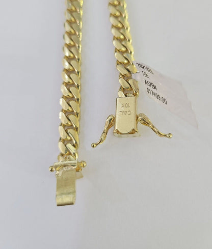 10k Miami Cuban Link Chain Necklace Solid Yellow Gold 6mm 18 - 26 Inches Real - GoldenlinQ