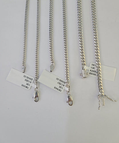 10k Miami Cuban Link Chain White Gold Necklace 18 - 26 Inches Real Men Women - GoldenlinQ