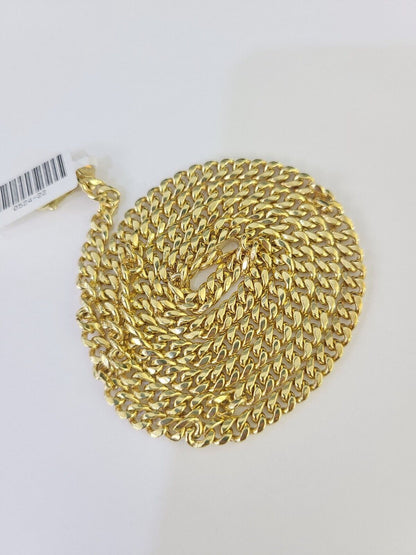 10k Miami Cuban Link Chain Yellow Gold 5mm Necklace 18 - 28 Inches Real - GoldenlinQ