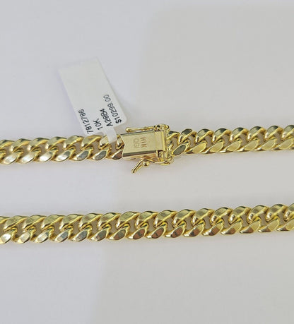 10k Miami Cuban Link Chain Yellow Gold 7mm Necklace 18 - 28 Inches Real - GoldenlinQ